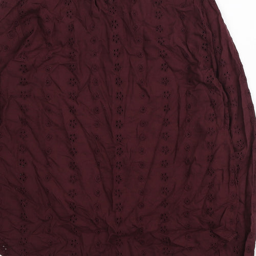 H&M Womens Purple Geometric Viscose Basic Blouse Size 10 Mock Neck