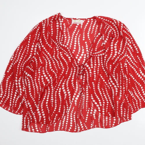 Riddell Womens Red Geometric Polyester Basic Blouse Size 18 V-Neck
