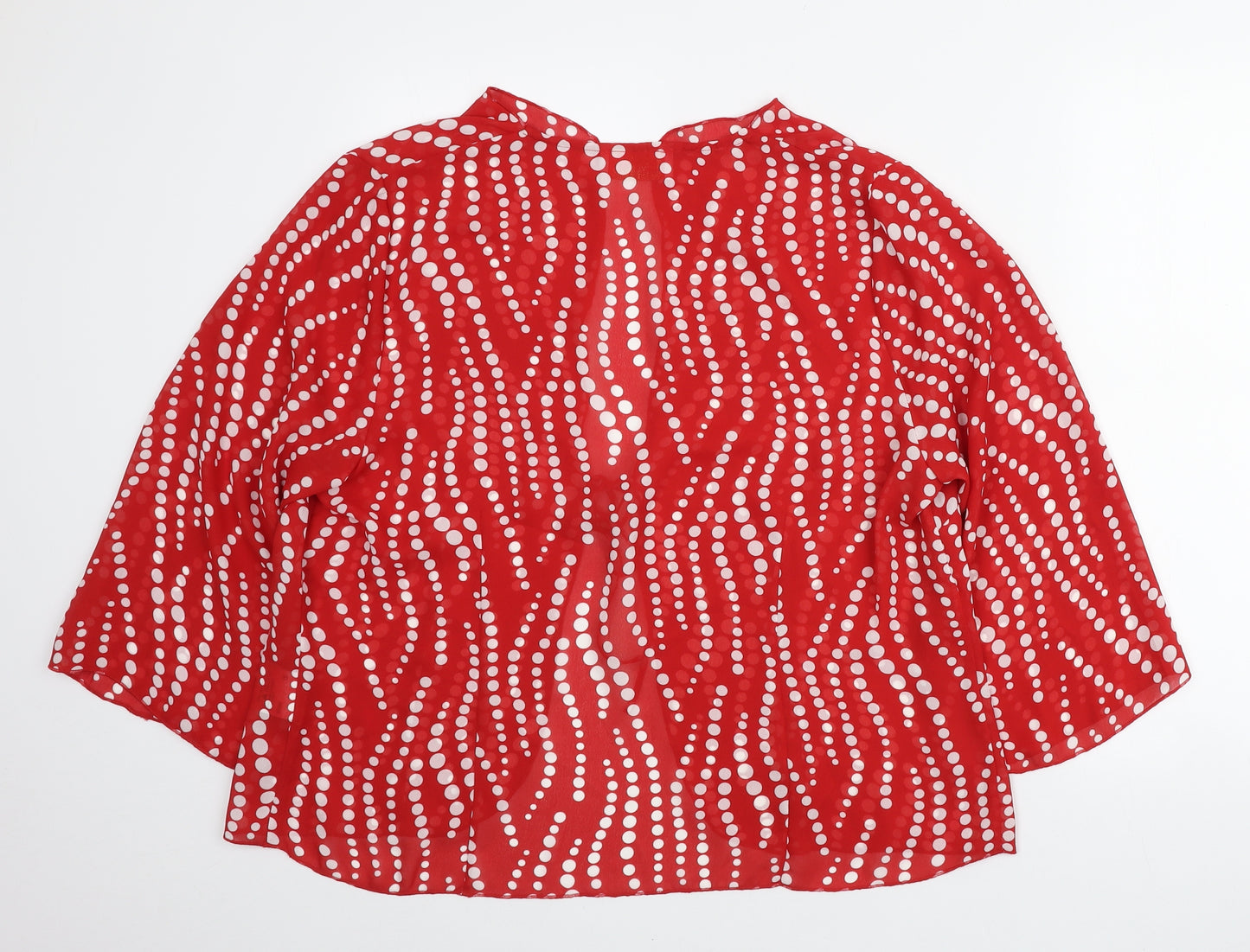 Riddell Womens Red Geometric Polyester Basic Blouse Size 18 V-Neck