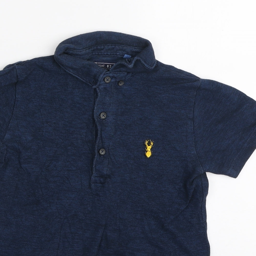 NEXT Boys Blue Cotton Basic Polo Size 9 Years Collared Button