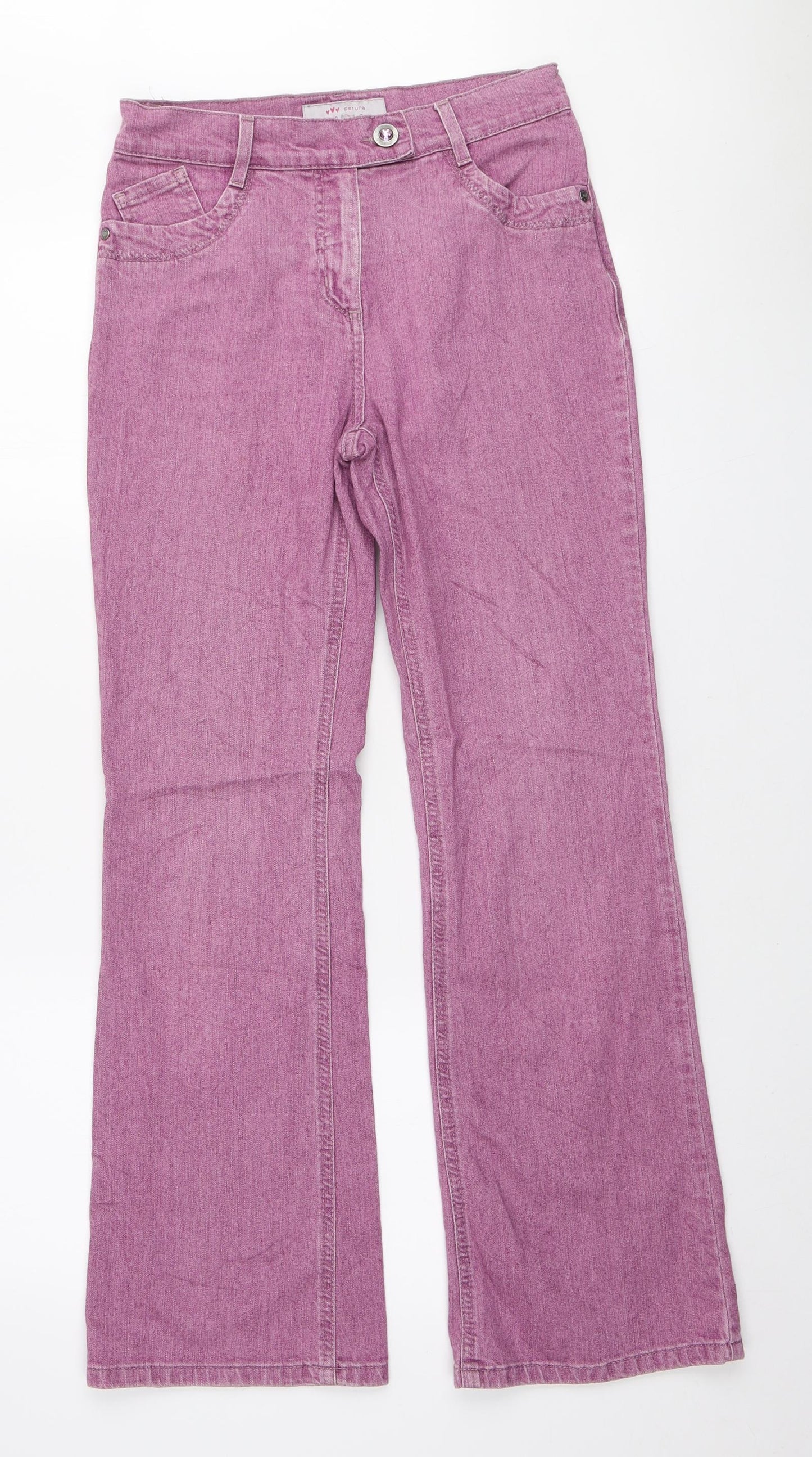 Per Una Womens Pink Cotton Bootcut Jeans Size 8 L28 in Regular Zip