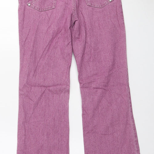 Per Una Womens Pink Cotton Bootcut Jeans Size 8 L28 in Regular Zip