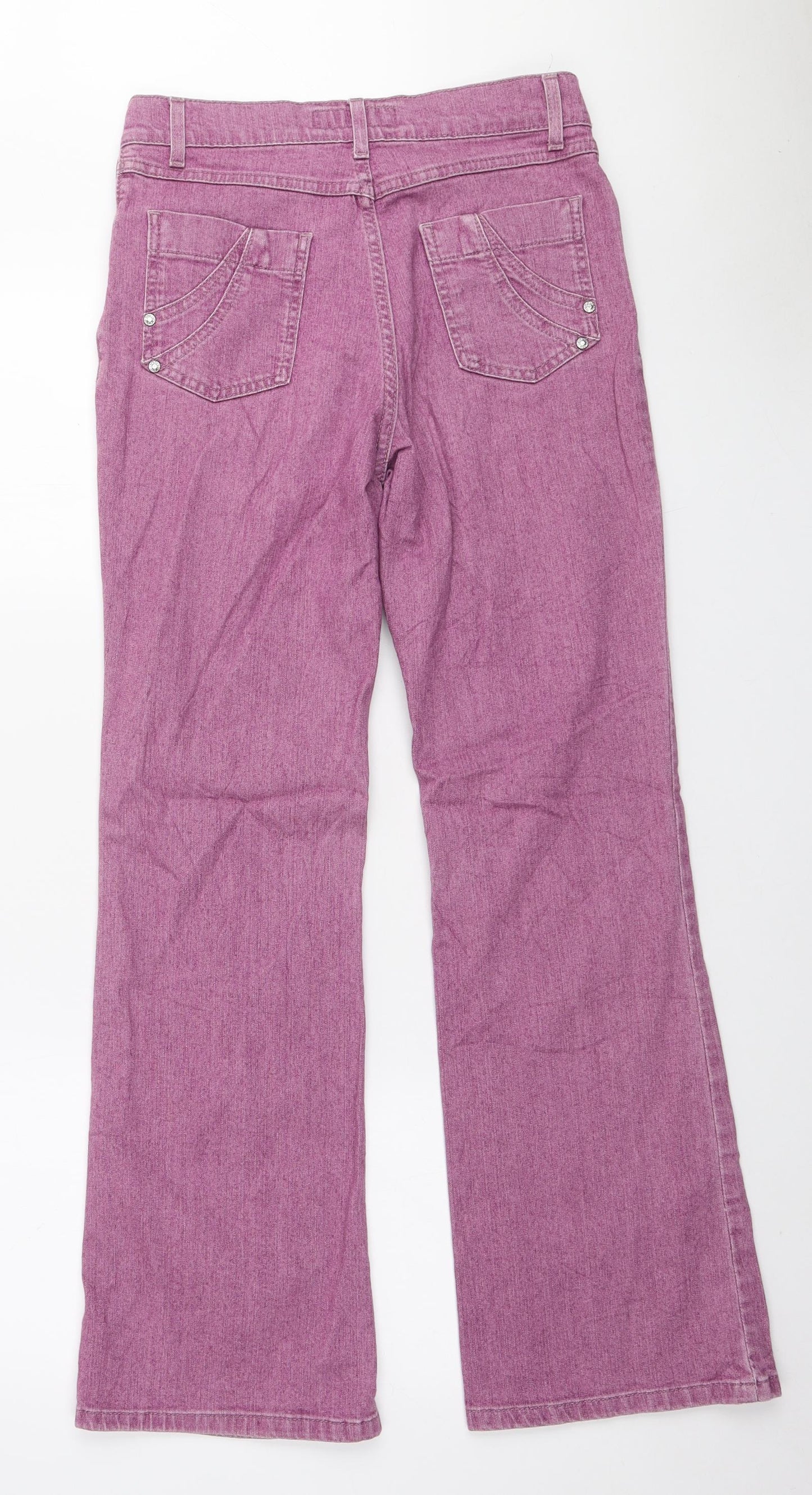 Per Una Womens Pink Cotton Bootcut Jeans Size 8 L28 in Regular Zip