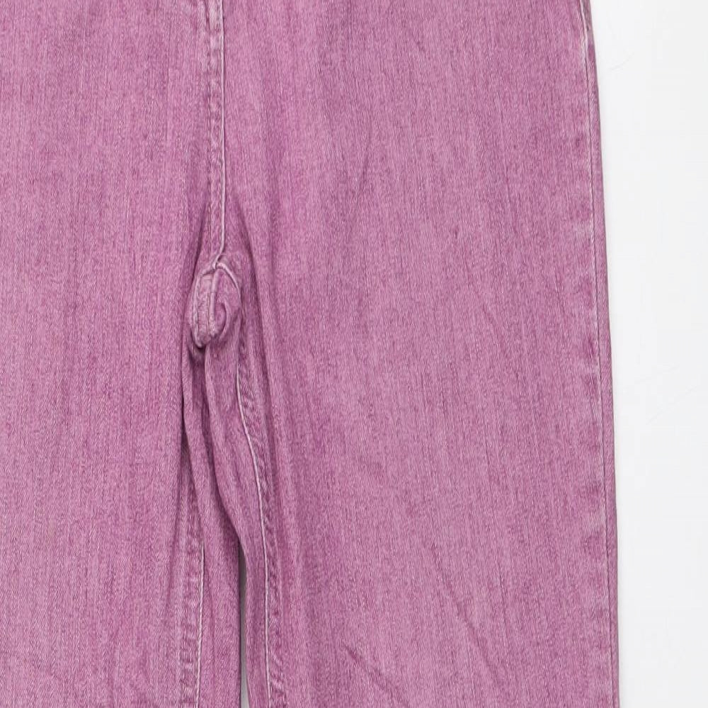 Per Una Womens Pink Cotton Bootcut Jeans Size 8 L28 in Regular Zip