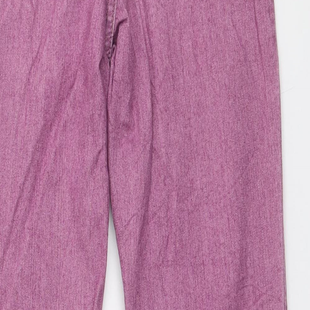 Per Una Womens Pink Cotton Bootcut Jeans Size 8 L28 in Regular Zip