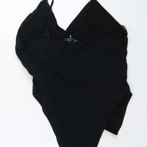Zara Womens Black Polyester Bodysuit One-Piece Size S Button