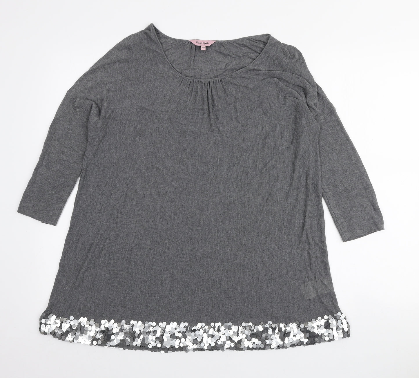 Phase Eight Womens Grey Viscose Basic Blouse Size S Scoop Neck