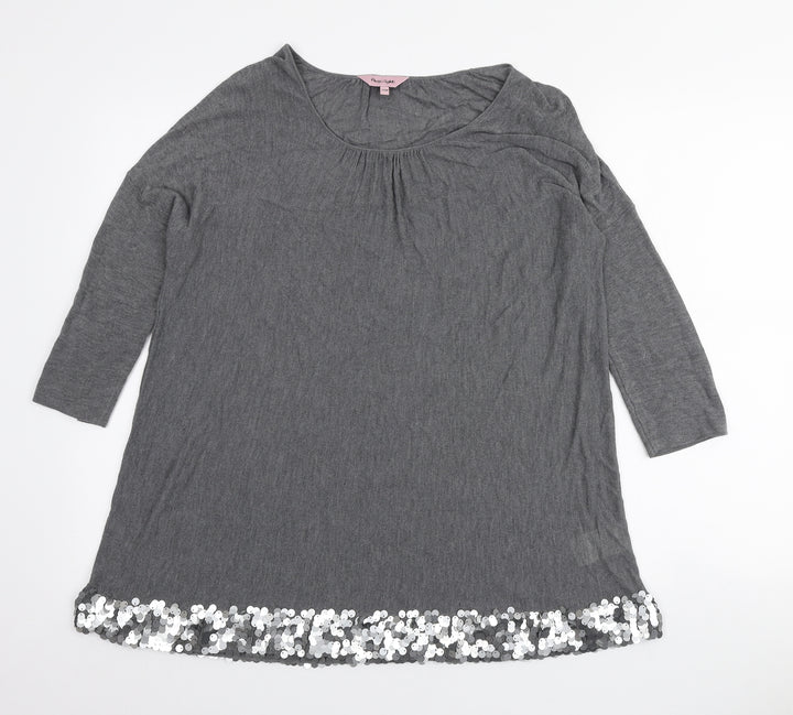 Phase Eight Womens Grey Viscose Basic Blouse Size S Scoop Neck