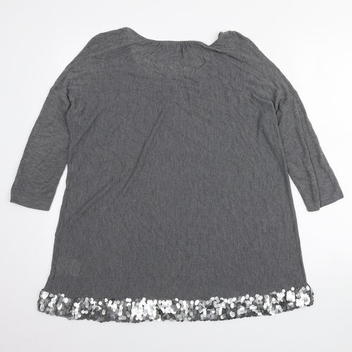 Phase Eight Womens Grey Viscose Basic Blouse Size S Scoop Neck