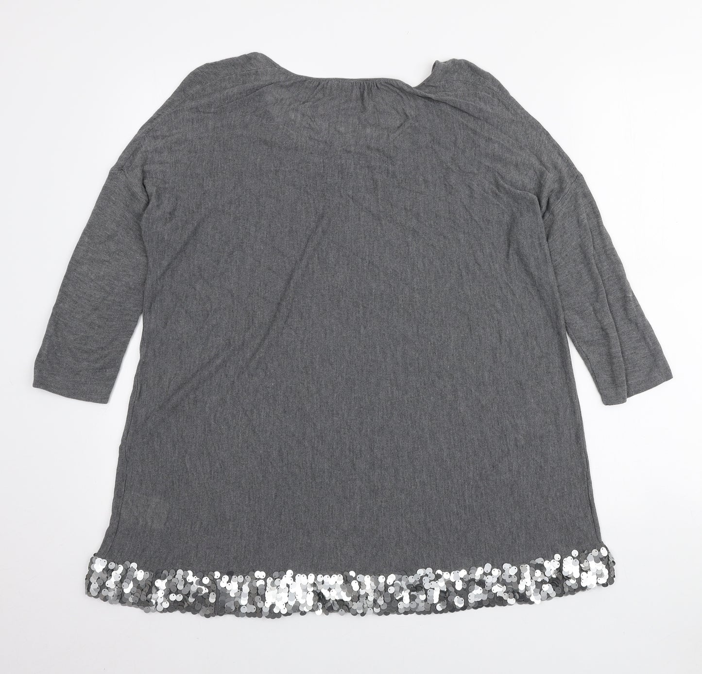 Phase Eight Womens Grey Viscose Basic Blouse Size S Scoop Neck