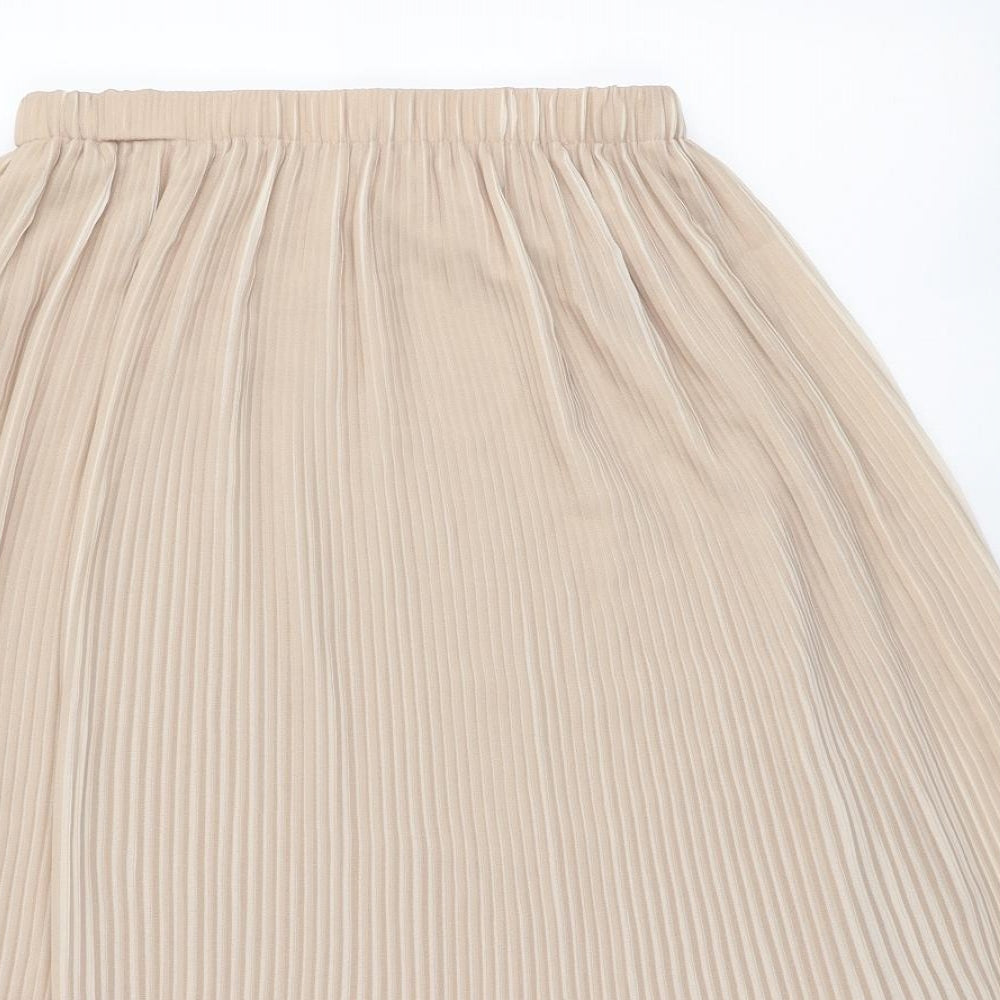 Zara Womens Beige Polyester Pleated Skirt Size XS