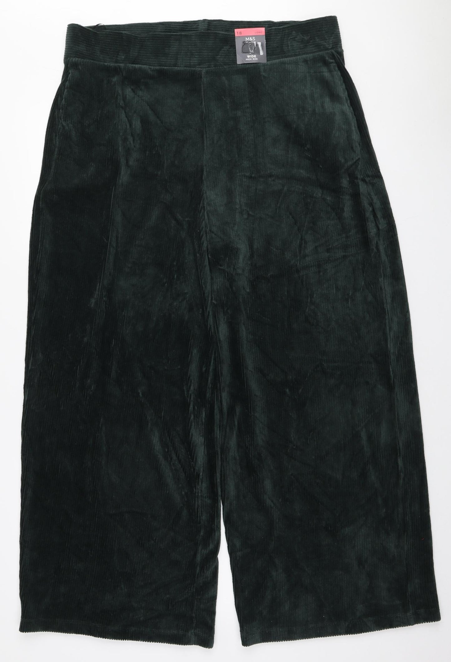 Marks and Spencer Womens Green Polyester Trousers Size 18 L27 in Regular