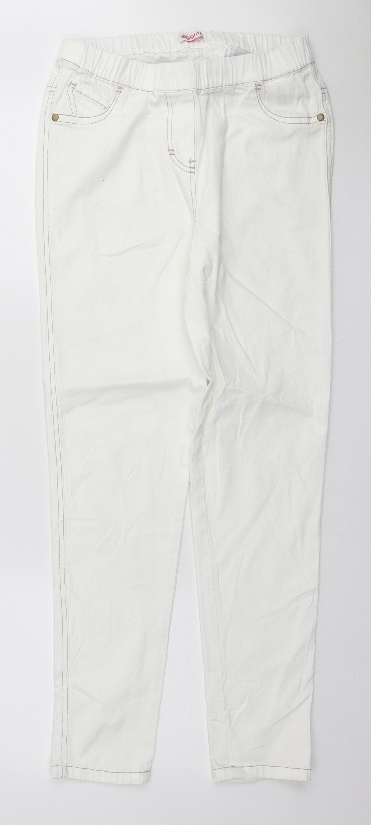 NEXT Womens White Cotton Jegging Jeans Size 12 L27 in Regular