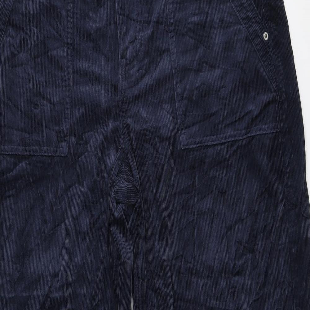 Per Una Womens Blue Cotton Wide-Leg Jeans Size 14 L30 in Regular Zip