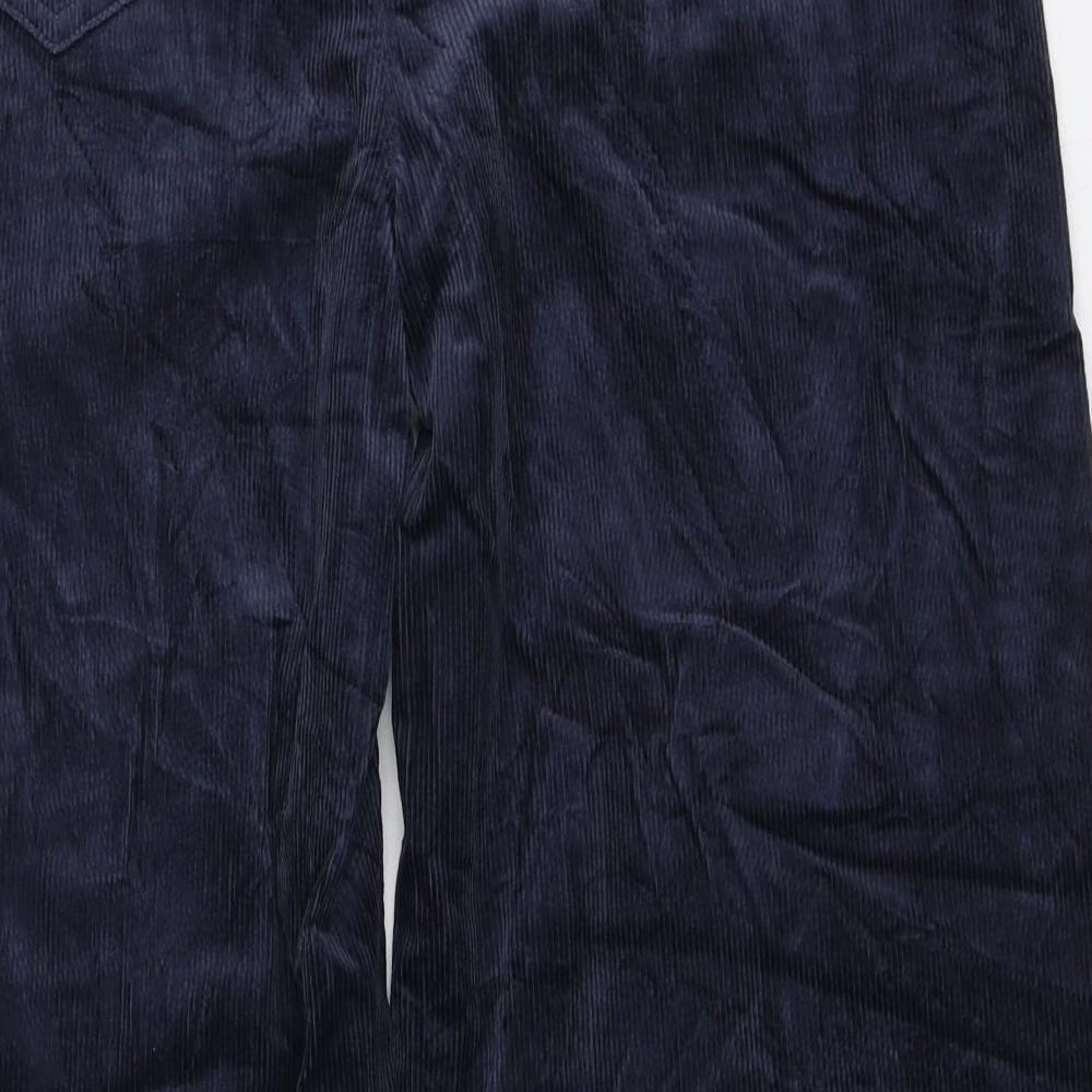 Per Una Womens Blue Cotton Wide-Leg Jeans Size 14 L30 in Regular Zip