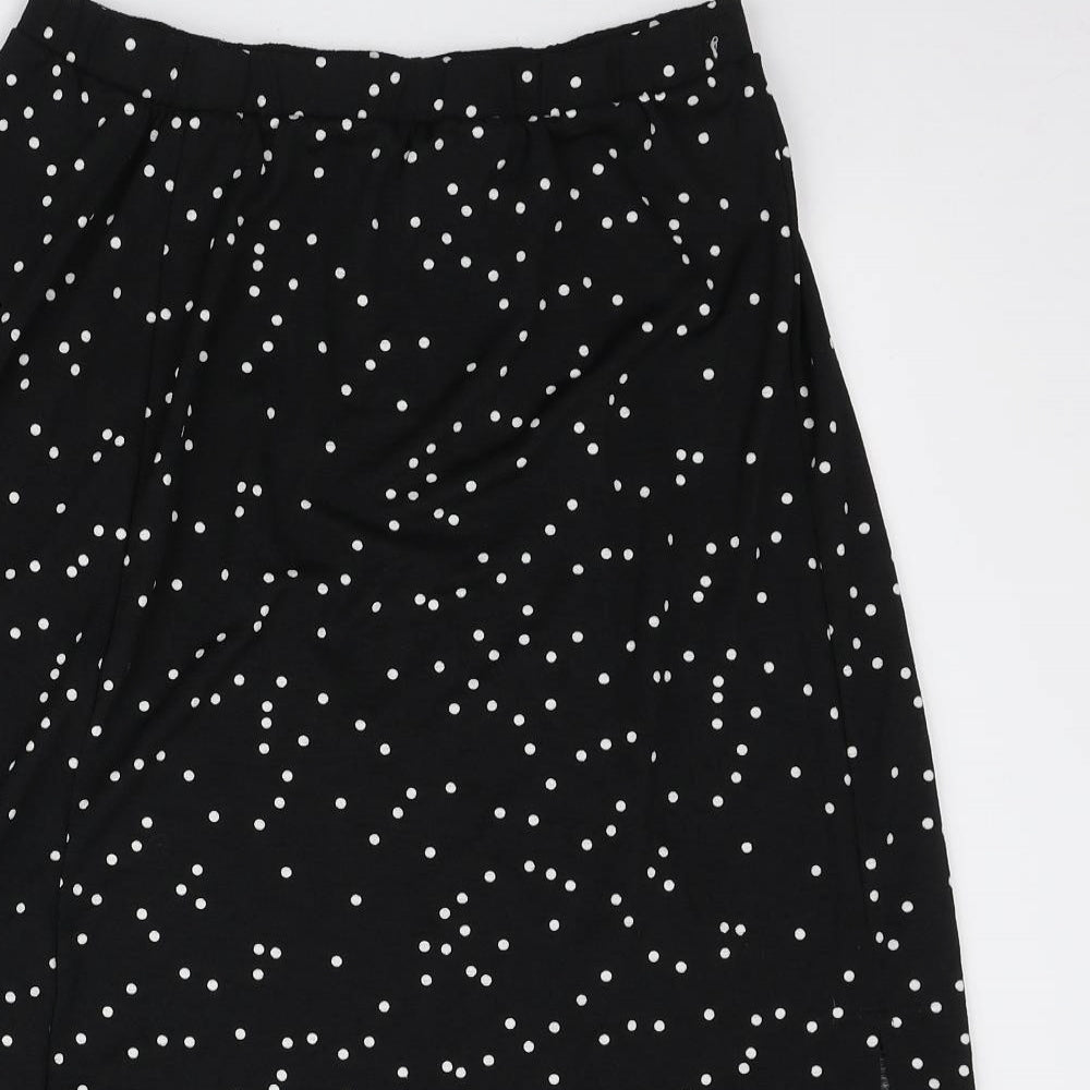 TU Womens Black Polka Dot Polyester A-Line Skirt Size 14