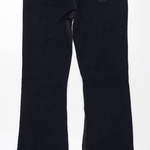 Marks and Spencer Womens Blue Cotton Flared Jeans Size 12 L33 in Regular Zip