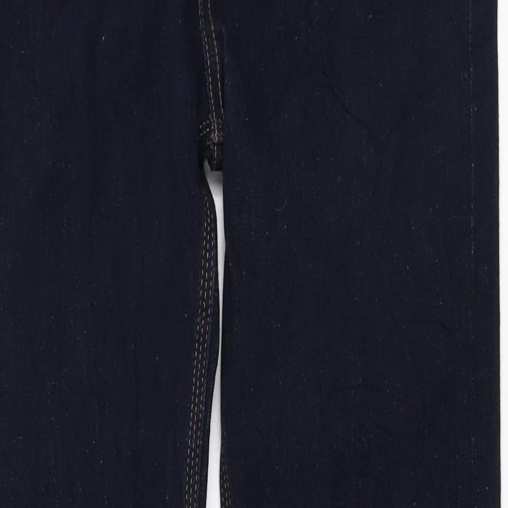 Marks and Spencer Womens Blue Cotton Flared Jeans Size 12 L33 in Regular Zip