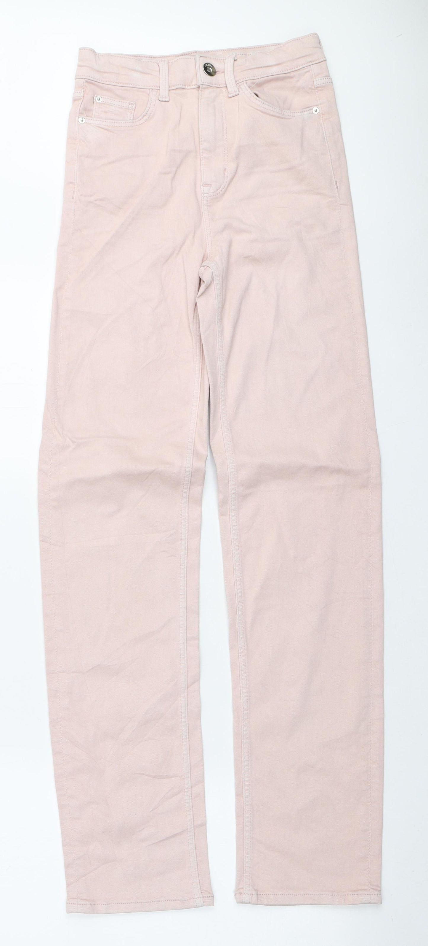 Marks and Spencer Womens Pink Viscose Straight Jeans Size 6 L31 in Regular Zip