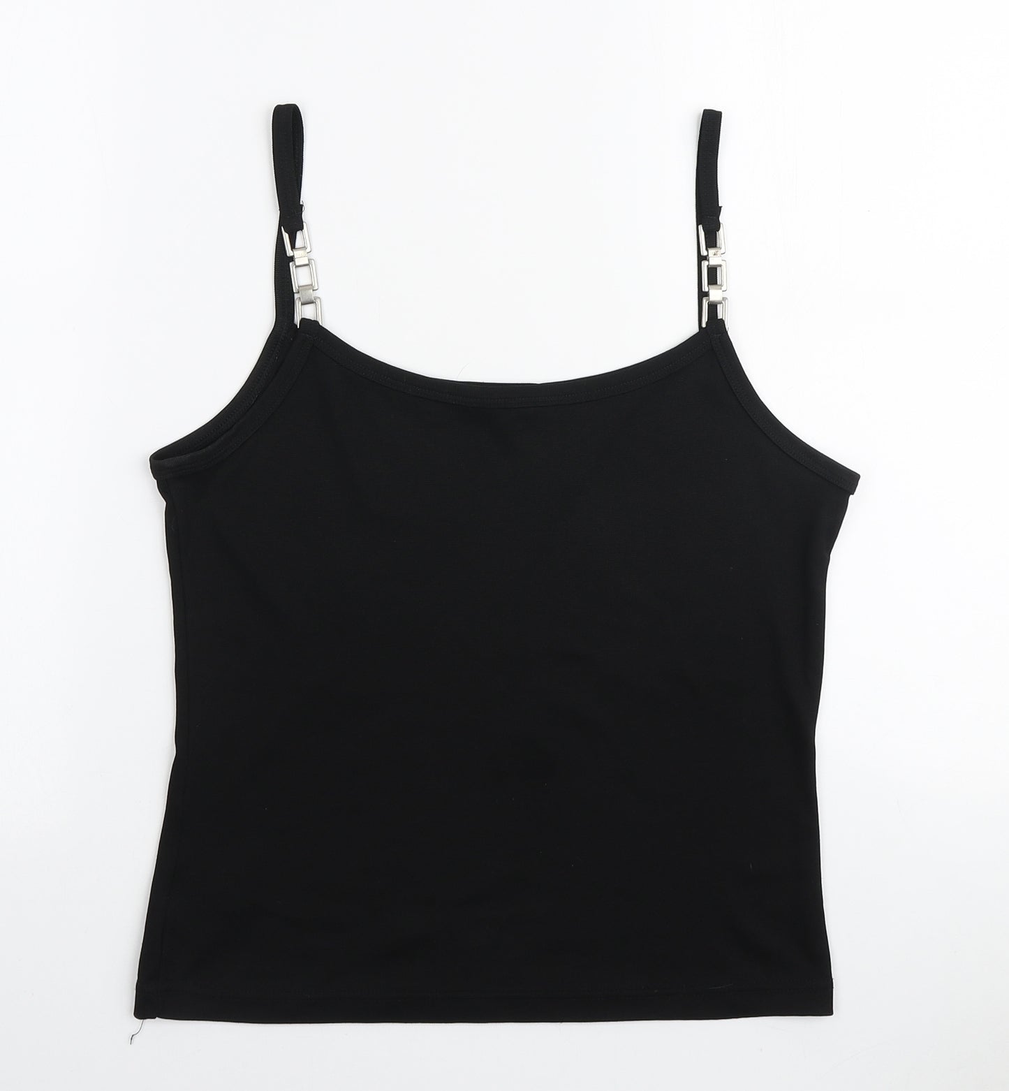 New Look Womens Black Polyester Camisole Tank Size 16 Round Neck - Chain Strap Detail