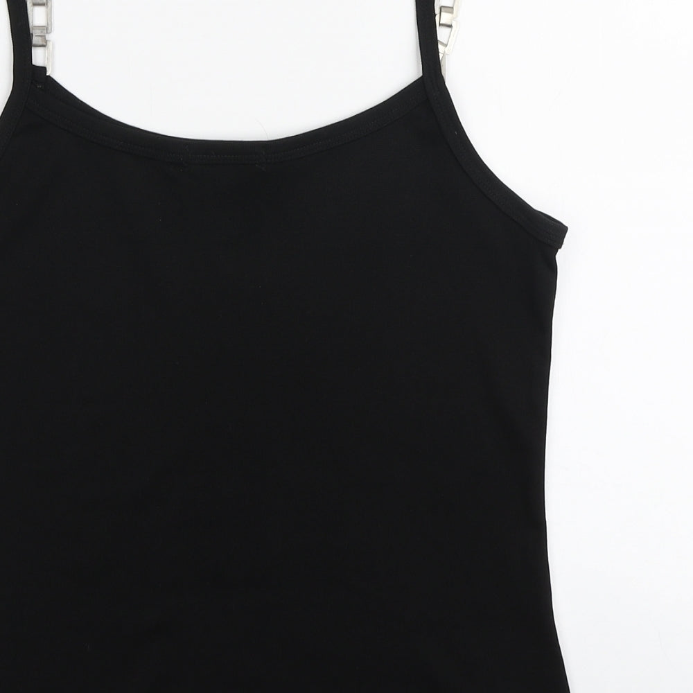 New Look Womens Black Polyester Camisole Tank Size 16 Round Neck - Chain Strap Detail