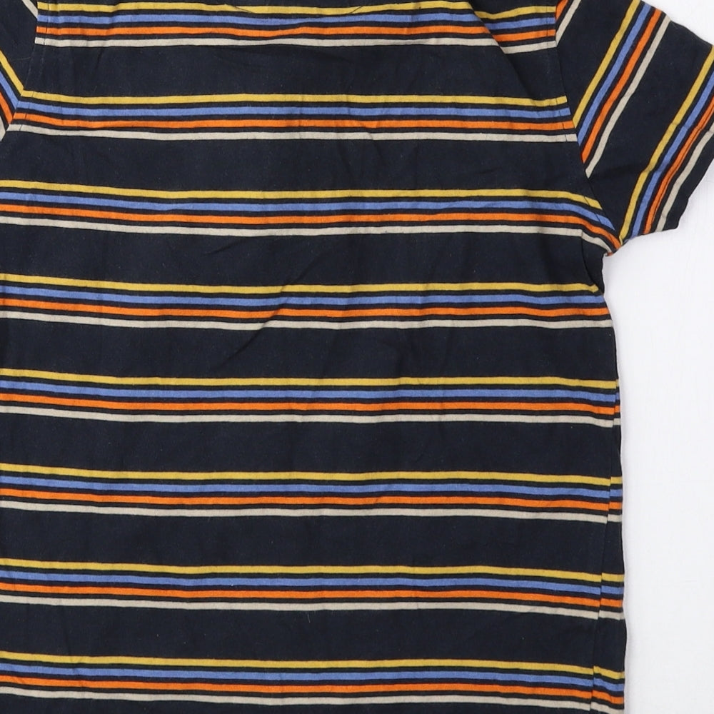 Primark Boys Multicoloured Striped 100% Cotton Basic Polo Size 7-8 Years Collared Button