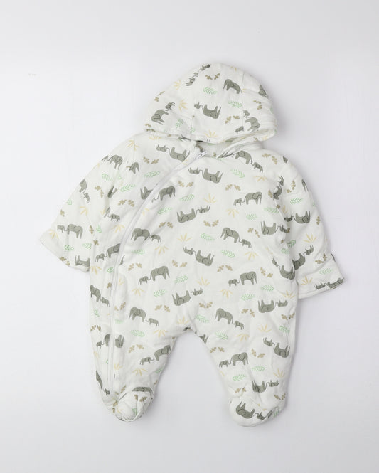 Bebe Bonito Multicoloured Geometric Cotton Coverall One-Piece Size 0-3 Months Zip - Elephant