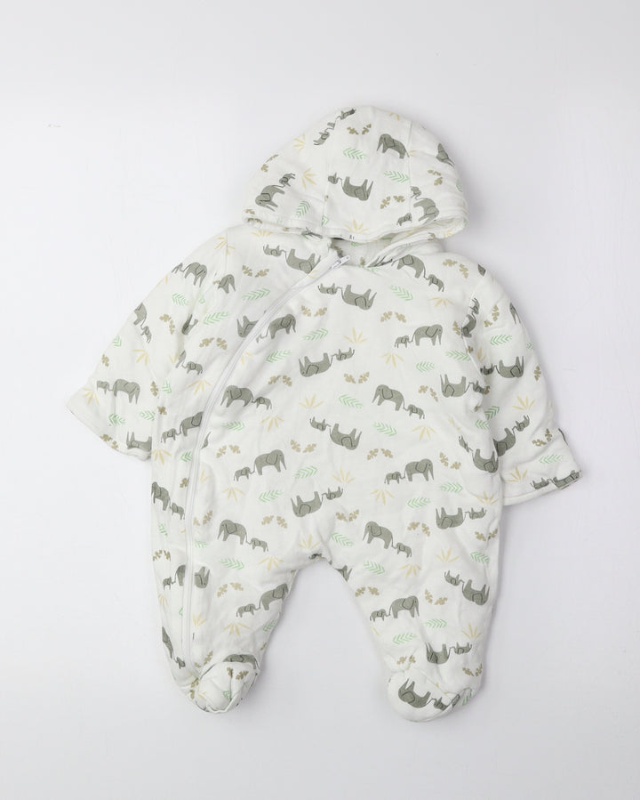 Bebe Bonito Multicoloured Geometric Cotton Coverall One-Piece Size 0-3 Months Zip - Elephant