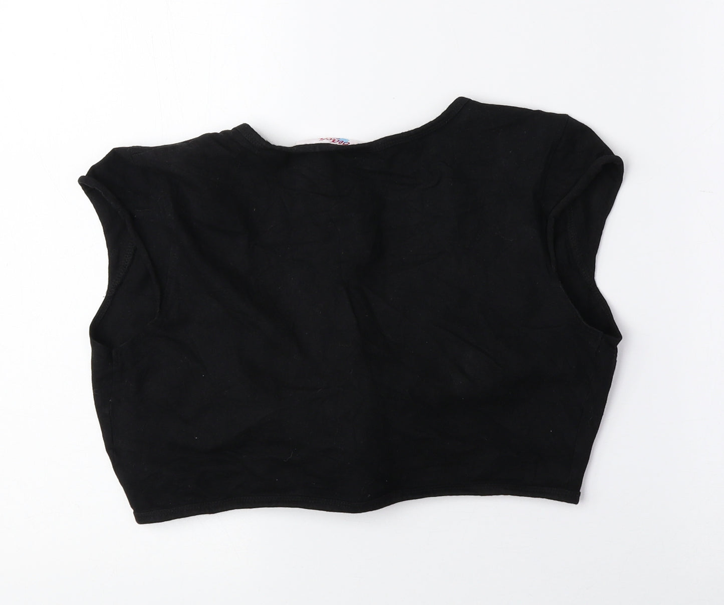Beach Time Womens Black V-Neck Cotton Cardigan Jumper Size 10 - Cropped, Tie