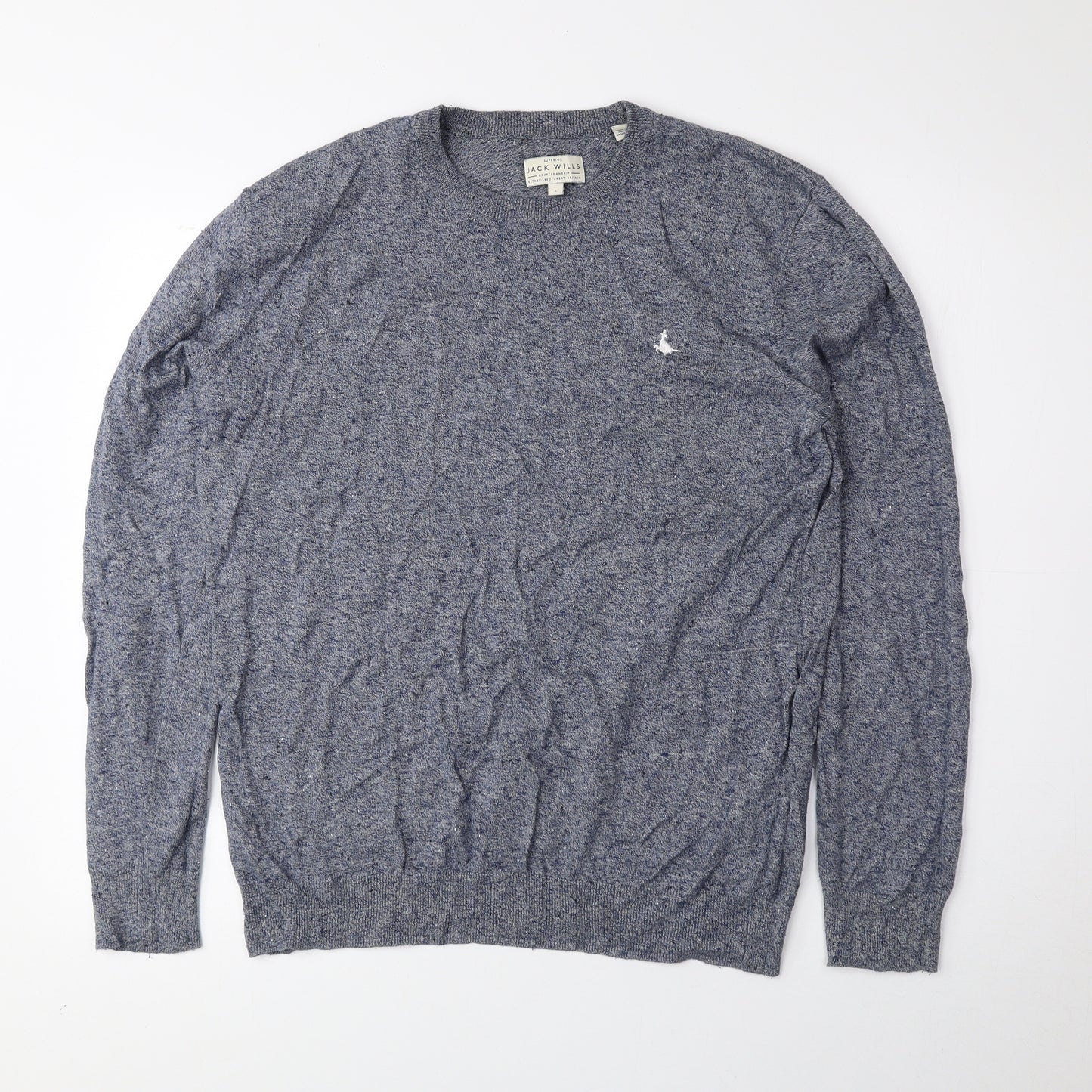 Jack Wills Womens Blue Round Neck 100% Cotton Pullover Jumper Size L