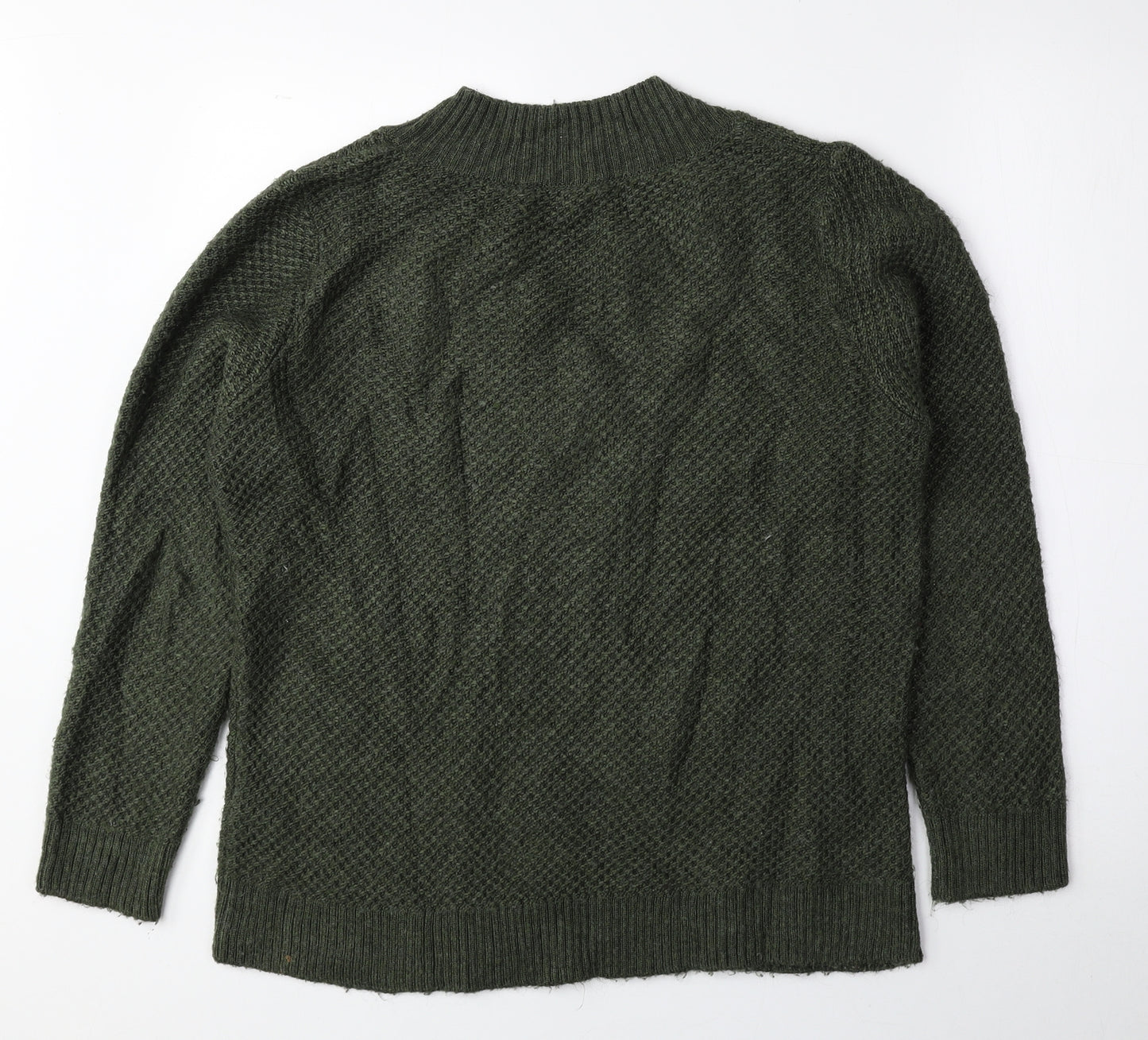 Marks and Spencer Womens Green V-Neck Acrylic Pullover Jumper Size M