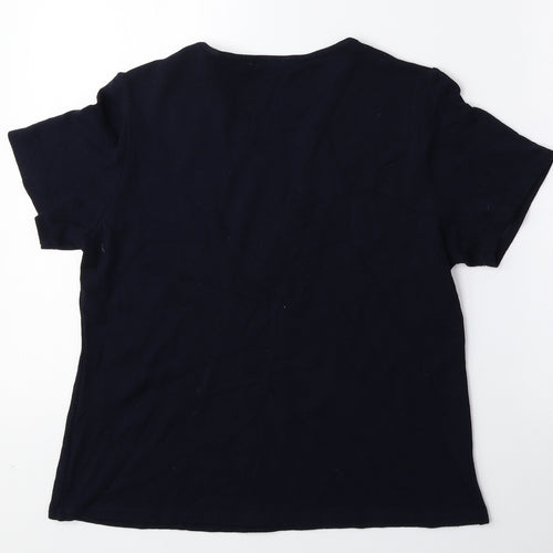 EWM Womens Blue Viscose Basic Blouse Size M V-Neck