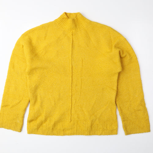 New Look Womens Yellow Mock Neck Acrylic Pullover Jumper Size S