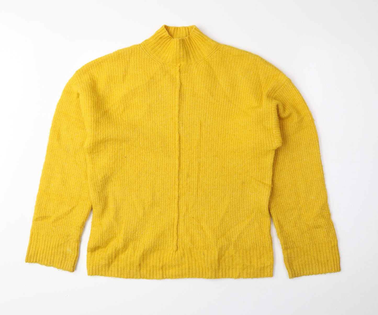 New Look Womens Yellow Mock Neck Acrylic Pullover Jumper Size S