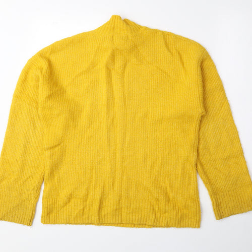 New Look Womens Yellow Mock Neck Acrylic Pullover Jumper Size S