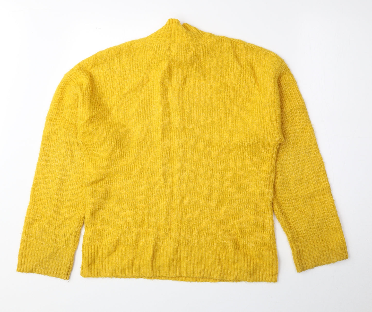 New Look Womens Yellow Mock Neck Acrylic Pullover Jumper Size S