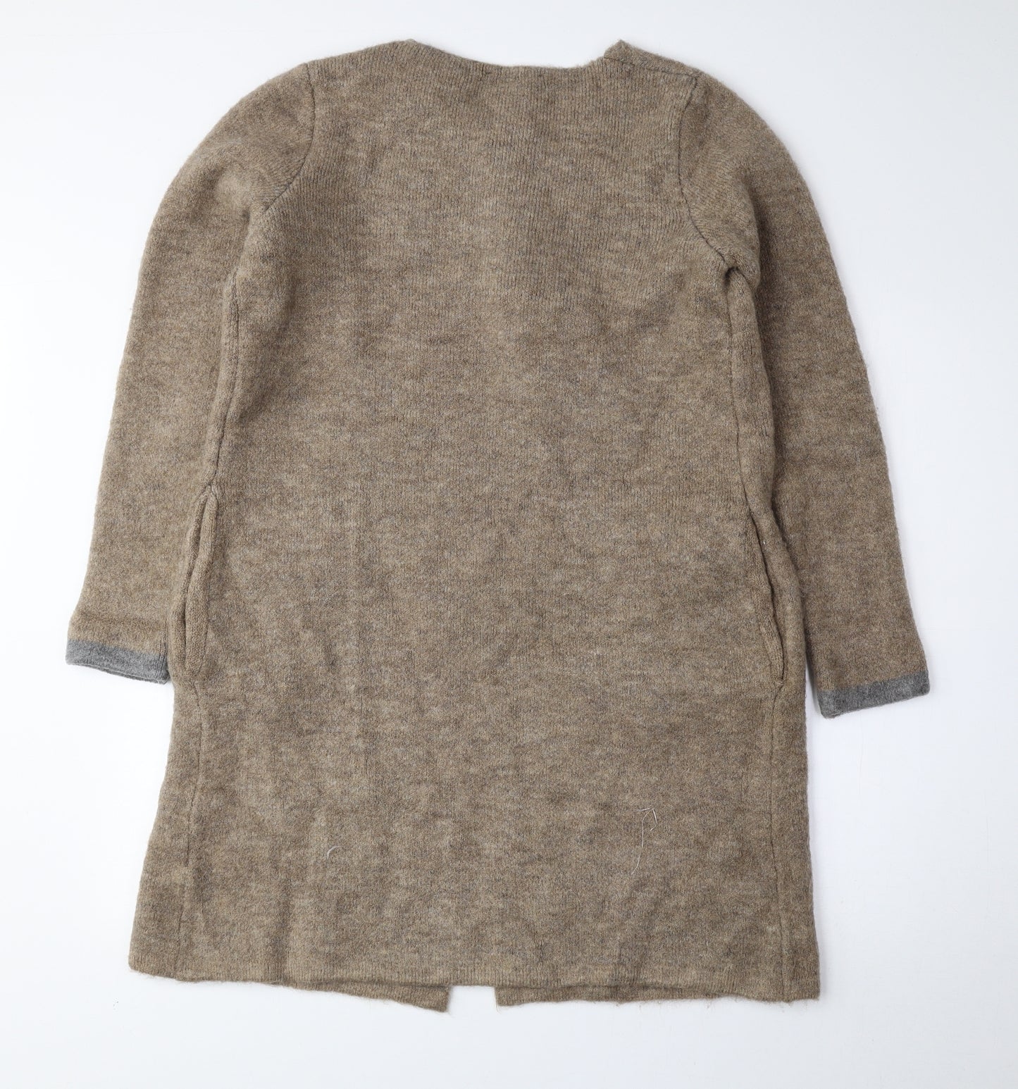 TU Womens Beige Round Neck Acrylic Cardigan Jumper Size S - Snap Closure