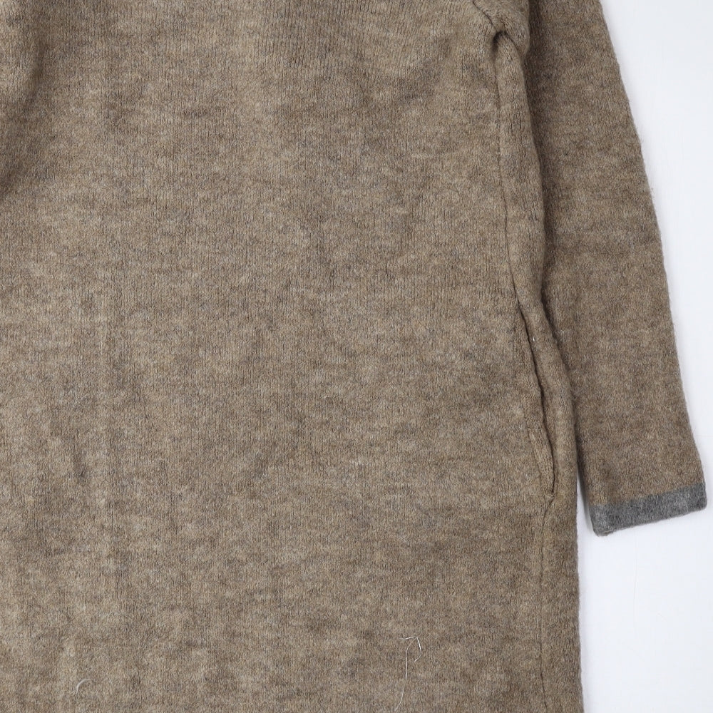 TU Womens Beige Round Neck Acrylic Cardigan Jumper Size S - Snap Closure