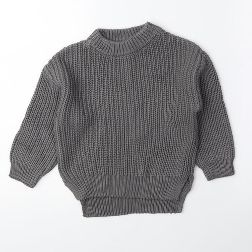 Clay Bear Grey 100% Cotton Pullover Jumper Size 12-18 Months Pullover
