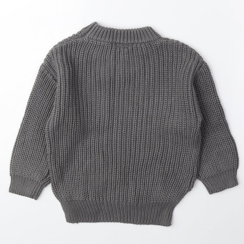 Clay Bear Grey 100% Cotton Pullover Jumper Size 12-18 Months Pullover