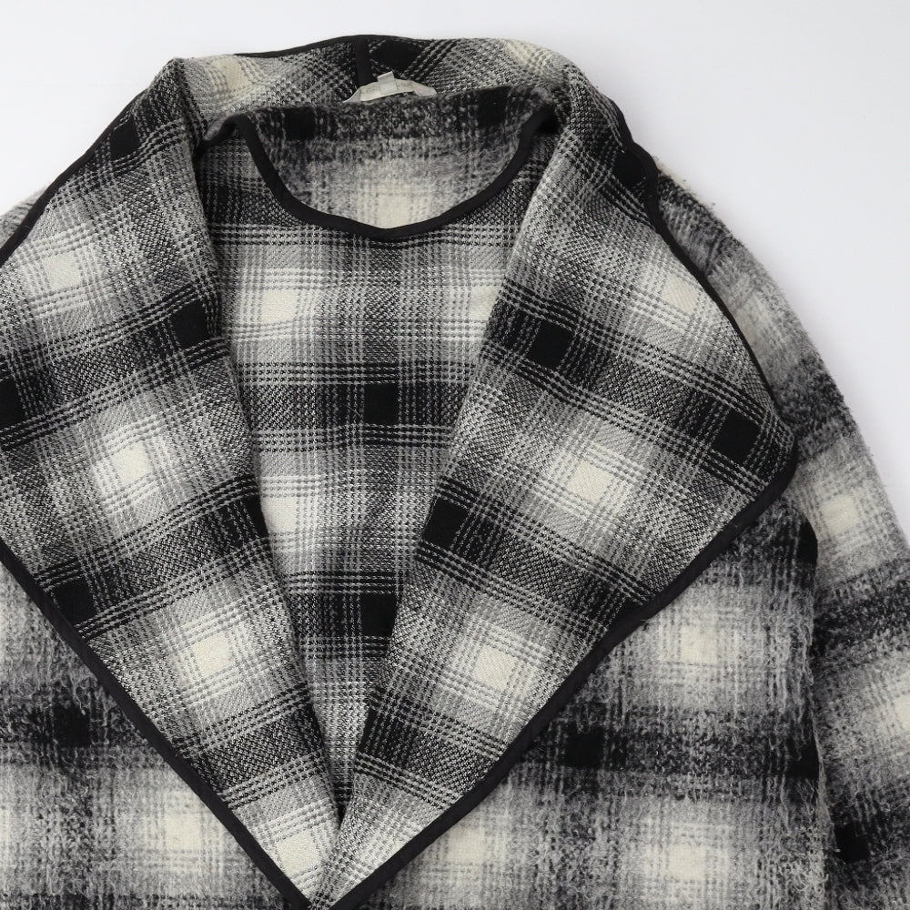 Red Herring Womens Grey Plaid Overcoat Coat Size 16