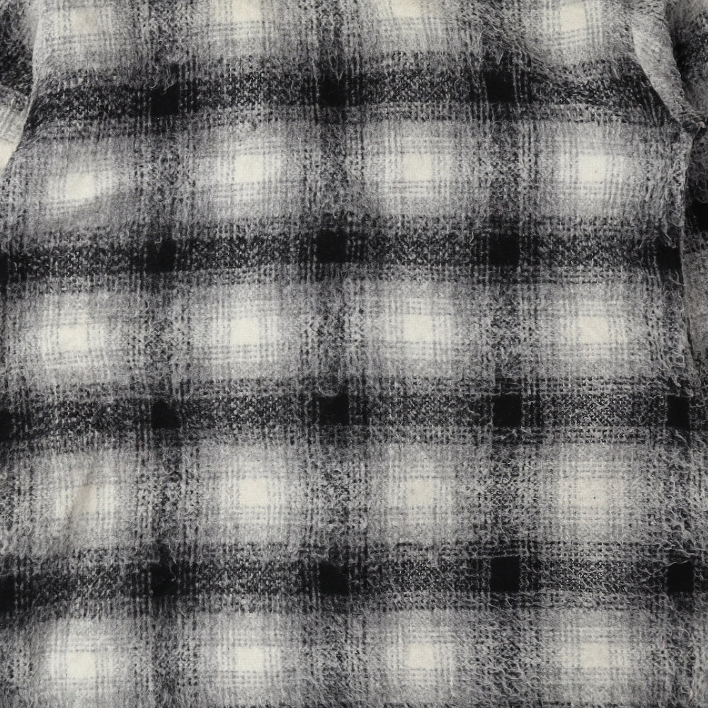 Red Herring Womens Grey Plaid Overcoat Coat Size 16