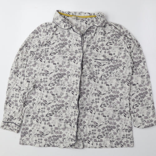 TU Womens Purple Floral Cotton Basic Button-Up Size 14 V-Neck
