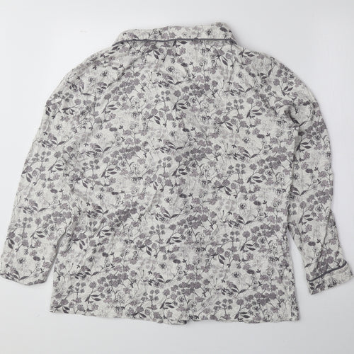 TU Womens Purple Floral Cotton Basic Button-Up Size 14 V-Neck