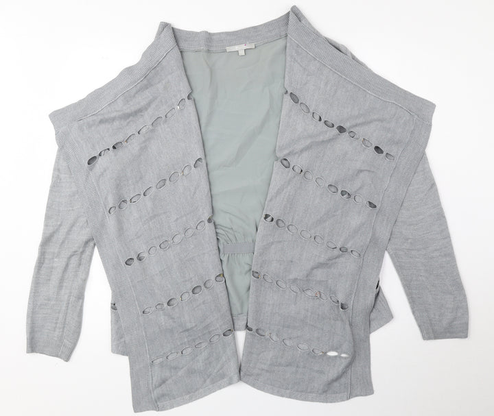 Per Una Womens Grey V-Neck Acrylic Cardigan Jumper Size 14