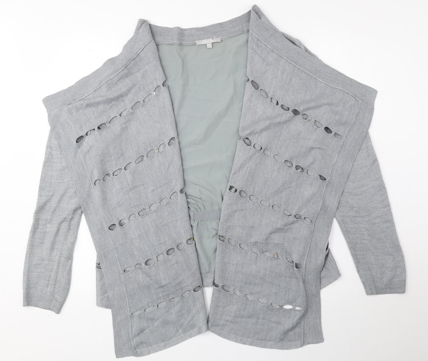 Per Una Womens Grey V-Neck Acrylic Cardigan Jumper Size 14