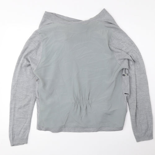 Per Una Womens Grey V-Neck Acrylic Cardigan Jumper Size 14
