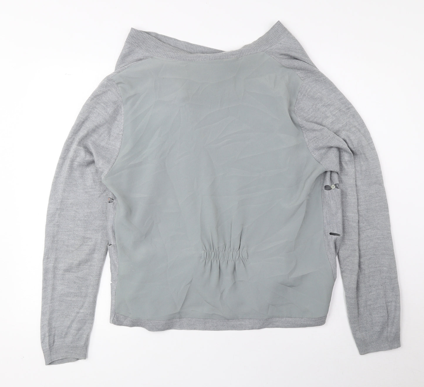 Per Una Womens Grey V-Neck Acrylic Cardigan Jumper Size 14