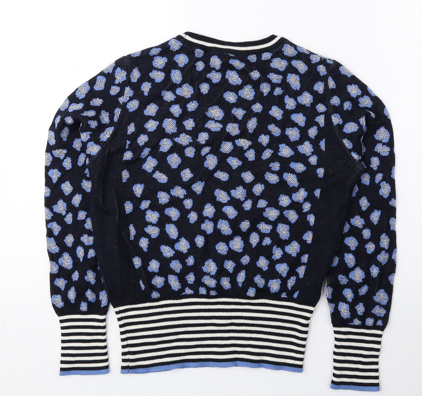 Per Una Womens Blue Round Neck Geometric Viscose Pullover Jumper Size 10