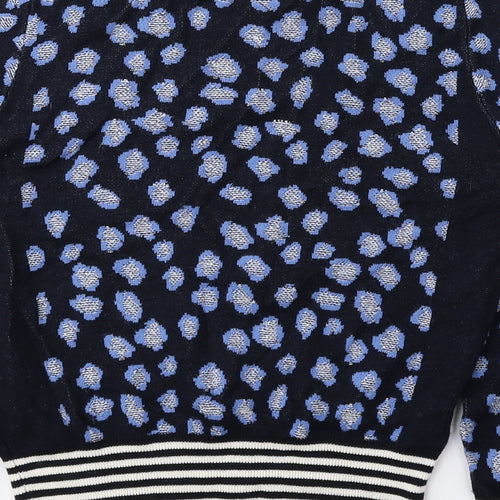 Per Una Womens Blue Round Neck Geometric Viscose Pullover Jumper Size 10
